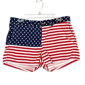 Chubbies The Miss Mericas USA Flag Shorts Women L Red White Blue Stars Patriotic